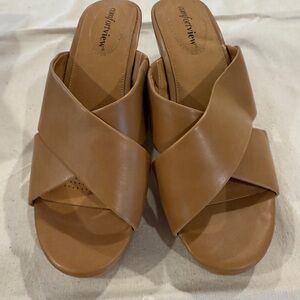 Willow Camel Leather Clogs